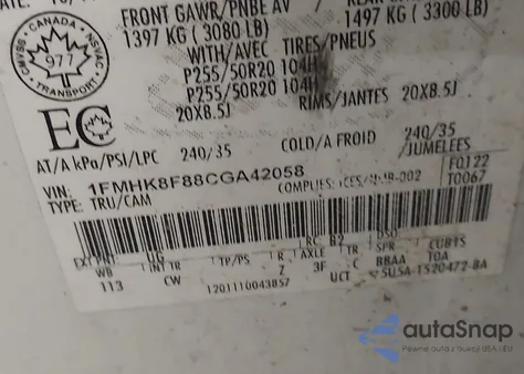 2012 Ford Explorer Limited from USA, damaged, VIN 1FMHK8F88CGA42058